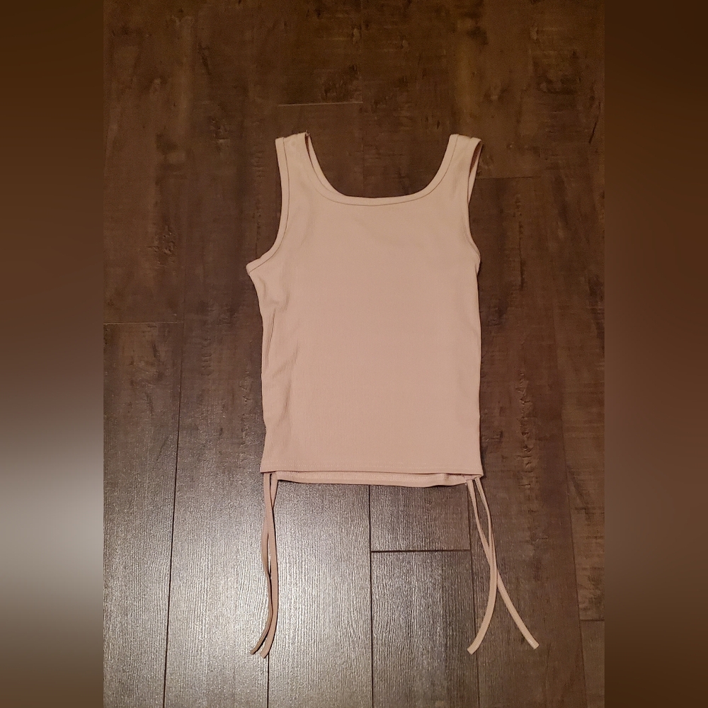 SHEIN Cream Tan Tank Top with Tie Details